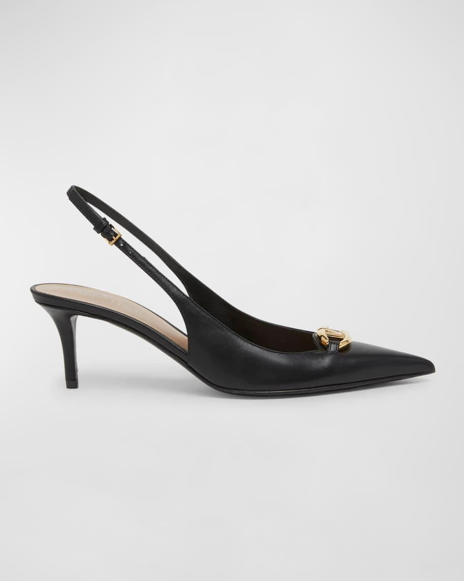 VLogo Medallion Leather Slingback Pumps Product Image