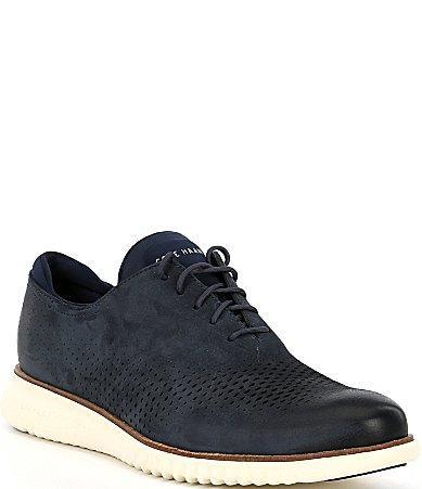 Cole Haan 2.Zerogrand Laser Wing Tip Oxford Lined Blazer Nubuck/Ivory) Men's Lace up casual Shoes Product Image