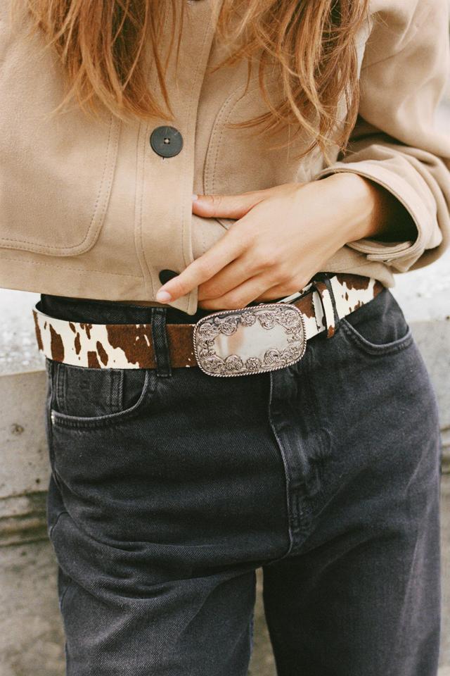 LEATHER COWBOY BELT WITH ANIMAL PRINT Product Image