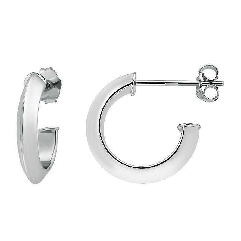 Aleure Precioso 18k Gold over Sterling Silver Polished Knife Edge Hoop Earrings, Womens Silver Tone Product Image