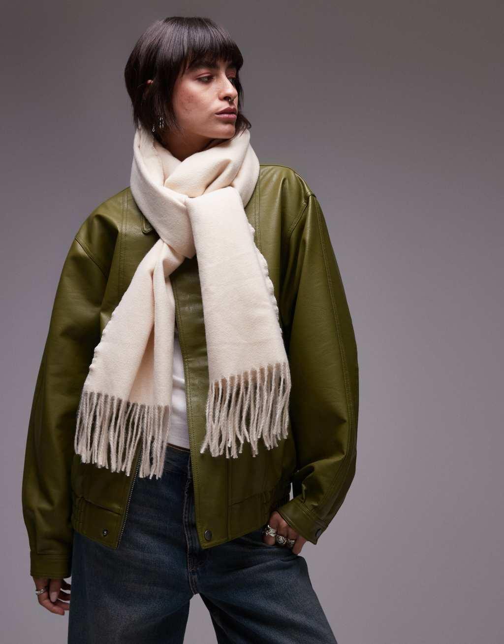 Topshop Simone supersoft blanket scarf in cream Product Image