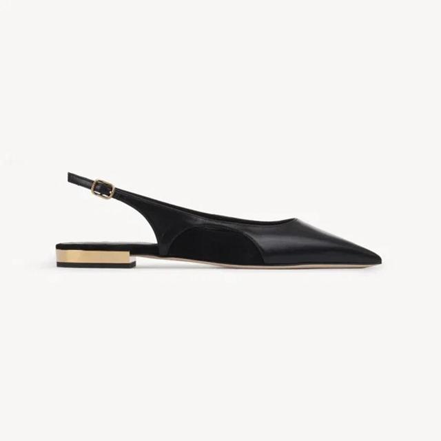 Saada Suede-trimmed Leather Slingback Ballet Flats In Black Product Image