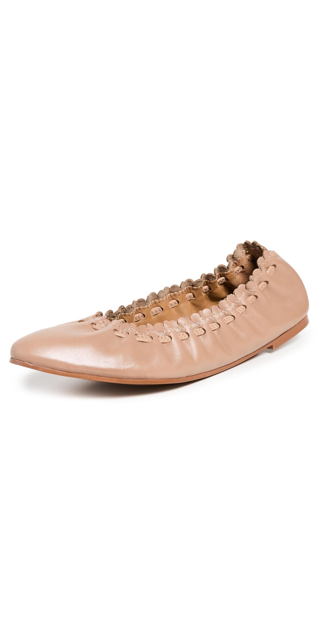 Womens Jane Scalloped Leather Ballet Flats Product Image