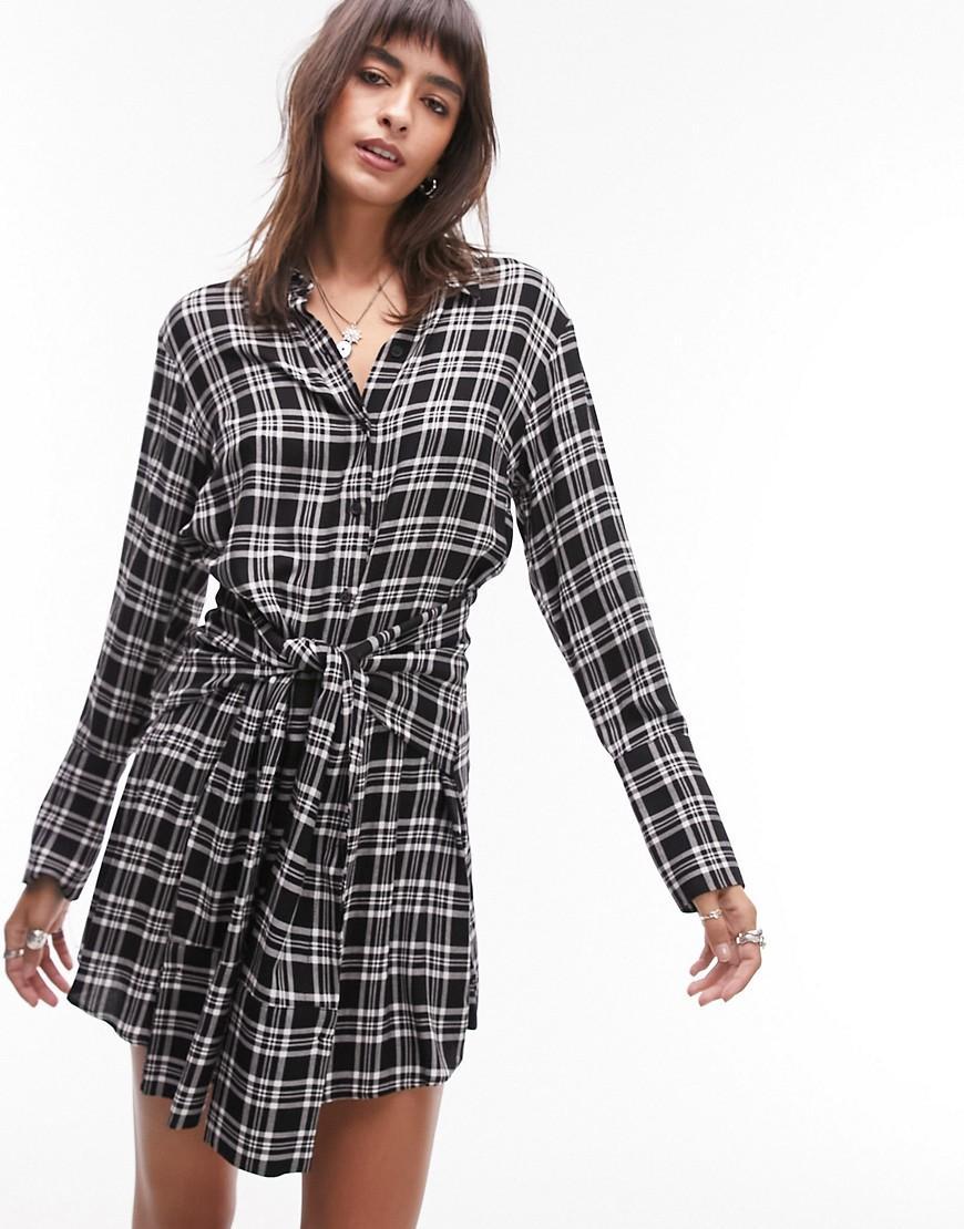 Topshop tie front mini shirt dress Product Image