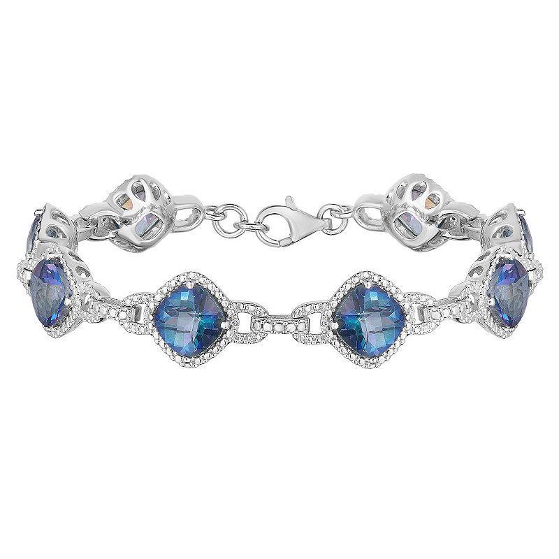 Sterling Silver Mystic Topaz Link Bracelet, Womens Product Image