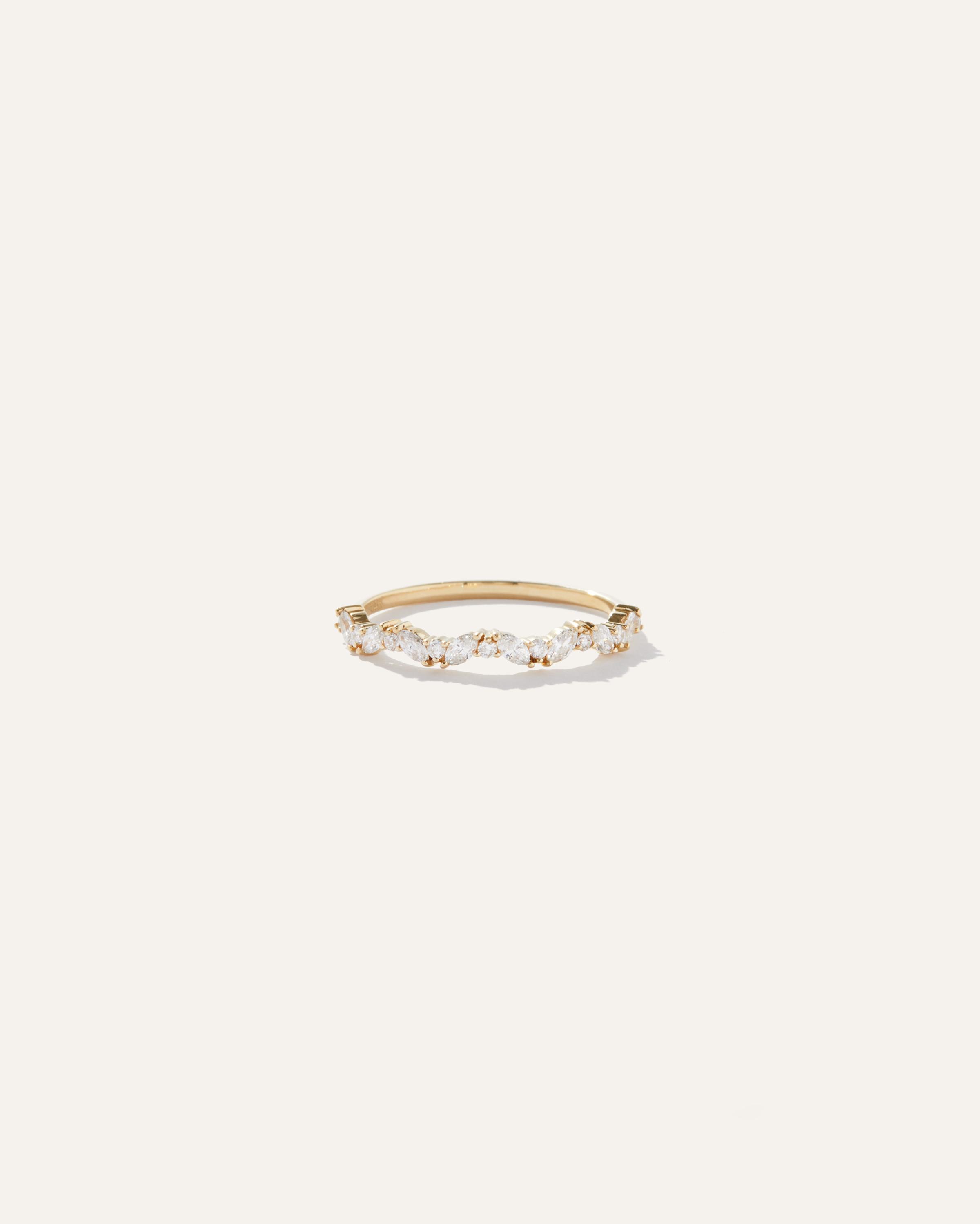 14K Gold Diamond Slanted Marquise and Round Band Product Image