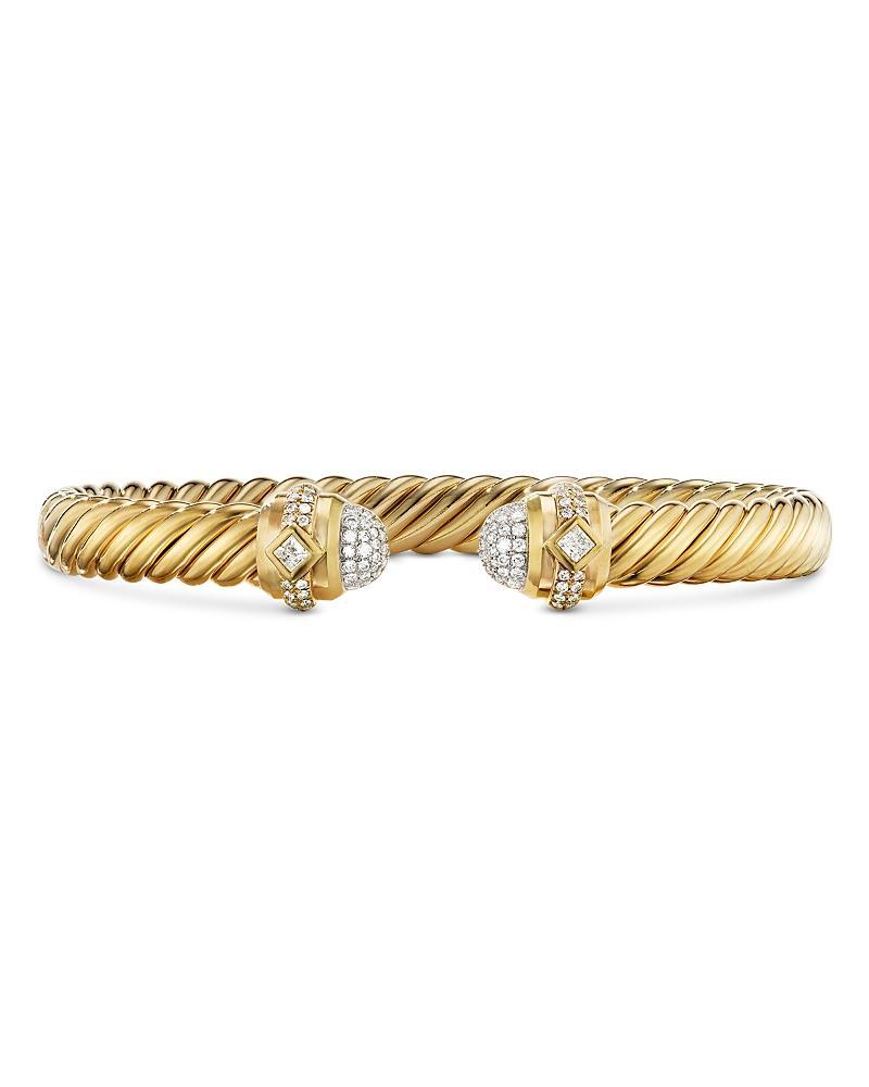 Womens Cablespira Oval Bracelet In 18K Yellow Gold With Pav Diamonds, 7MM Product Image