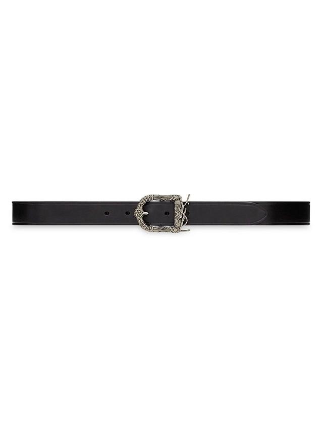 Womens Engraved YSL Logo Leather Belt Product Image