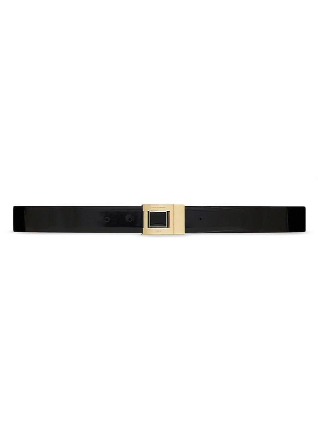 Womens Buckle Belt in Shiny Leather Product Image