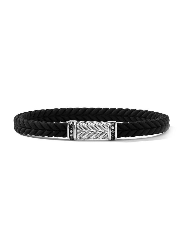 Mens Chevron Rubber Bracelet with Pav Black Diamonds Product Image