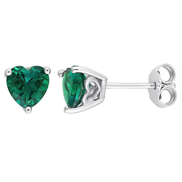 Stella Grace Sterling Silver & Gemstone Heart Stud Earrings, Womens, Created Green Product Image