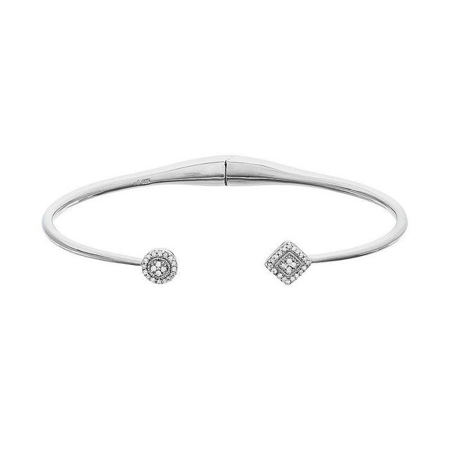 Sterling Silver 1/6 Carat T.W. Diamond Hinged Bangle Bracelet, Womens Product Image