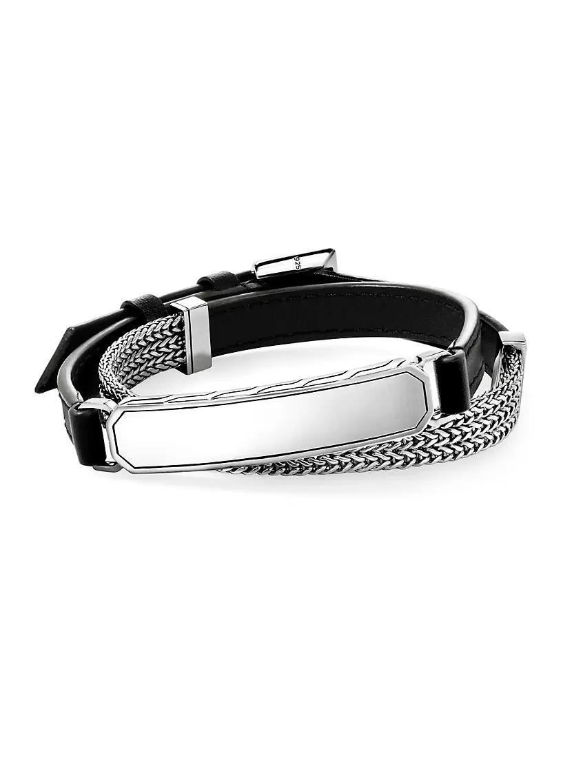 ID Sterling Silver & Leather Wrap Bracelet Product Image