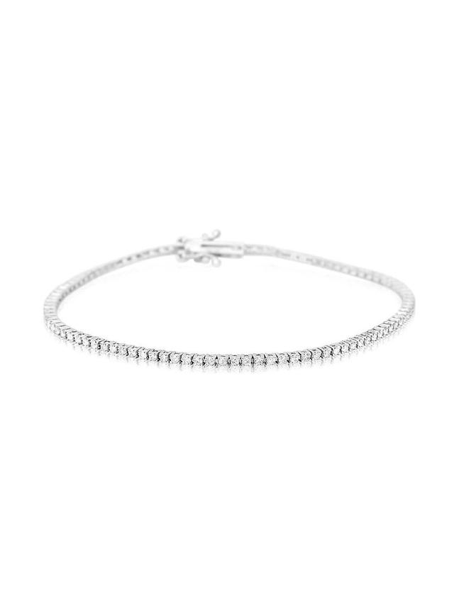 Womens 14K White Gold & 1 TCW Diamond Tennis Bracelet Product Image