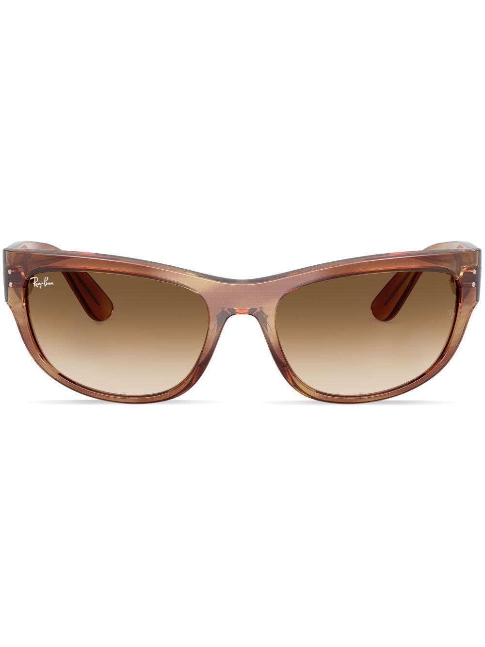 RAY BAN Mega Balorama Sunglasses Striped Brown Frame Brown Lenses 63-19 Product Image