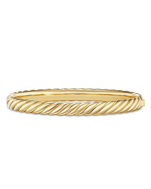 Womens Sculpted Cable Bangle Bracelet in 18K Yellow Gold Product Image