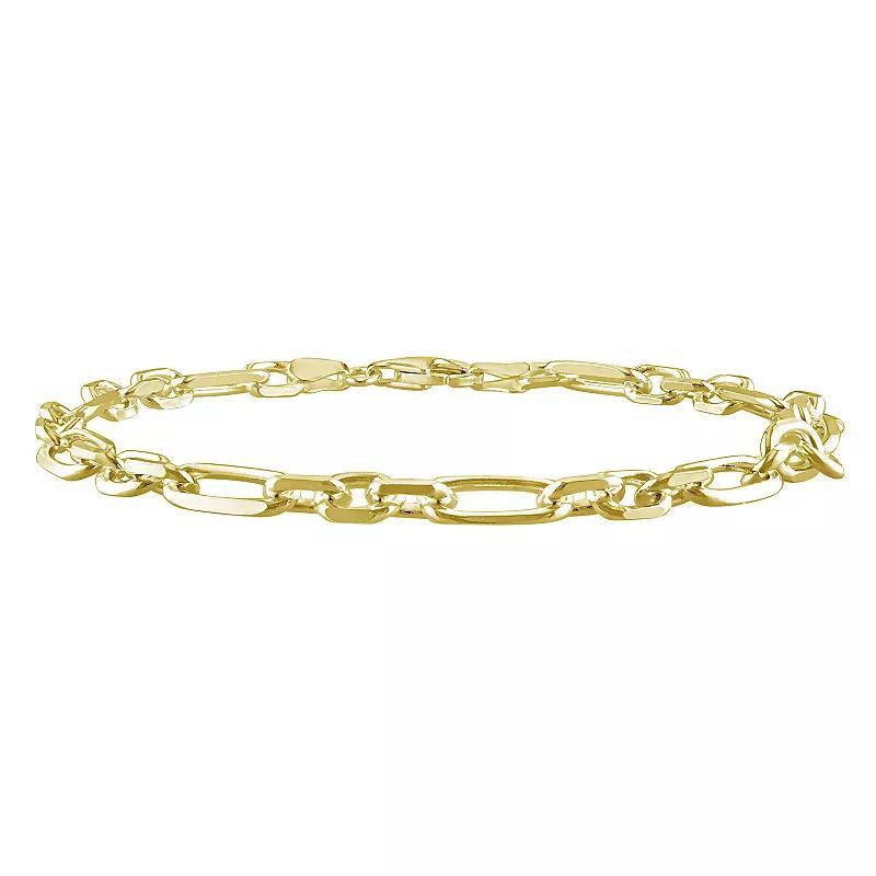 Stella Grace Sterling Silver 6 mm Figaro Chain Anklet, Womens Gold Tone Product Image