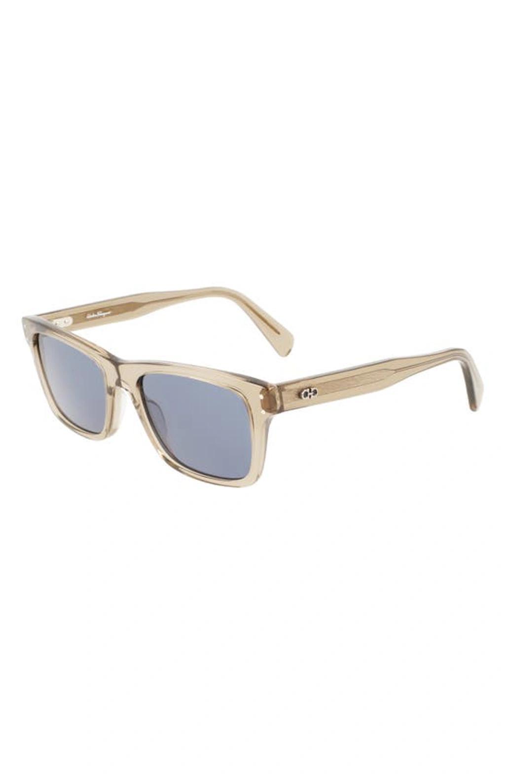 FERRAGAMO Gancini 54mm Rectangular Sunglasses In Transparent Sand Product Image