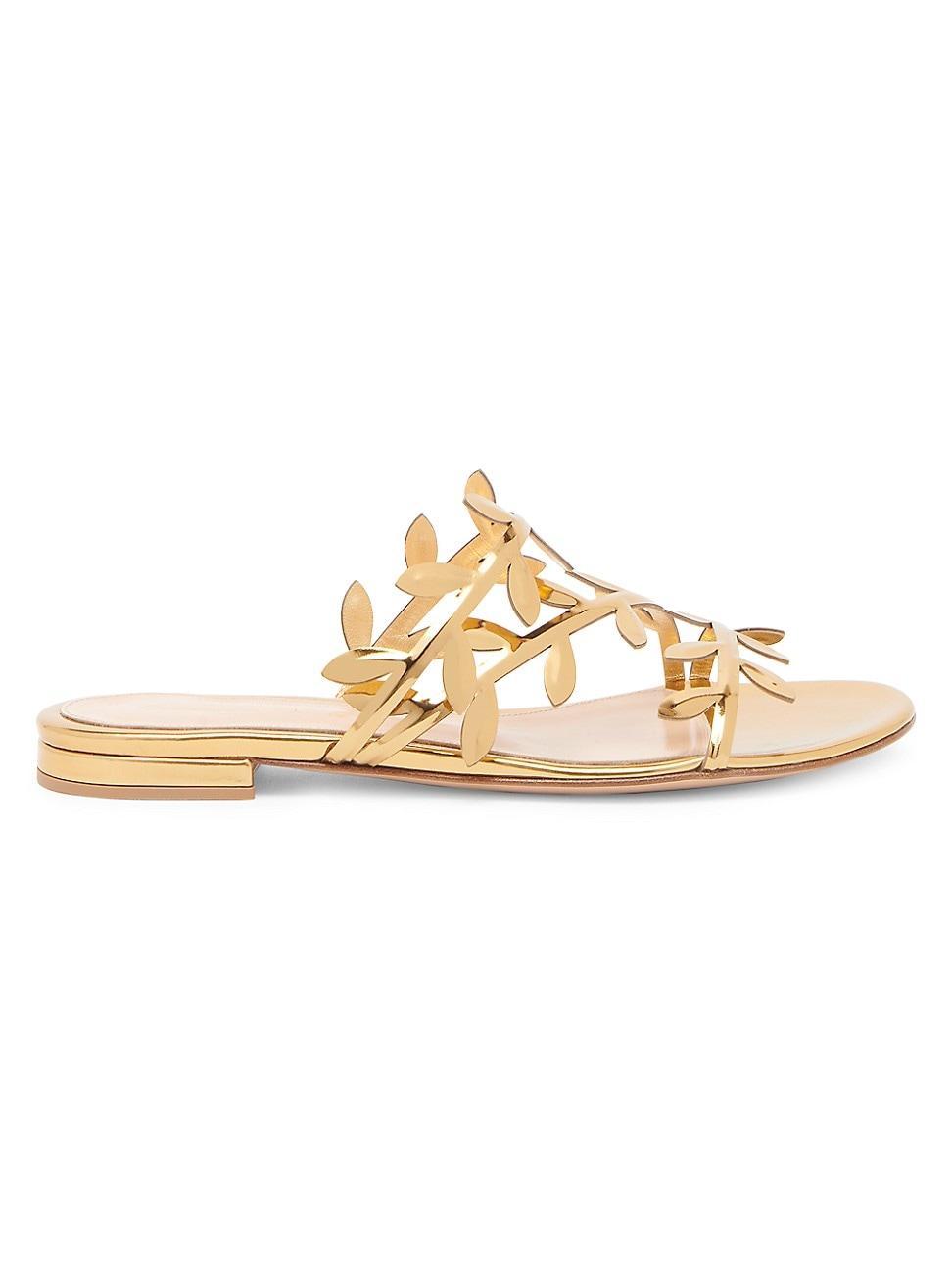 Womens Flavia Metallic Leather Flat Sandals product image