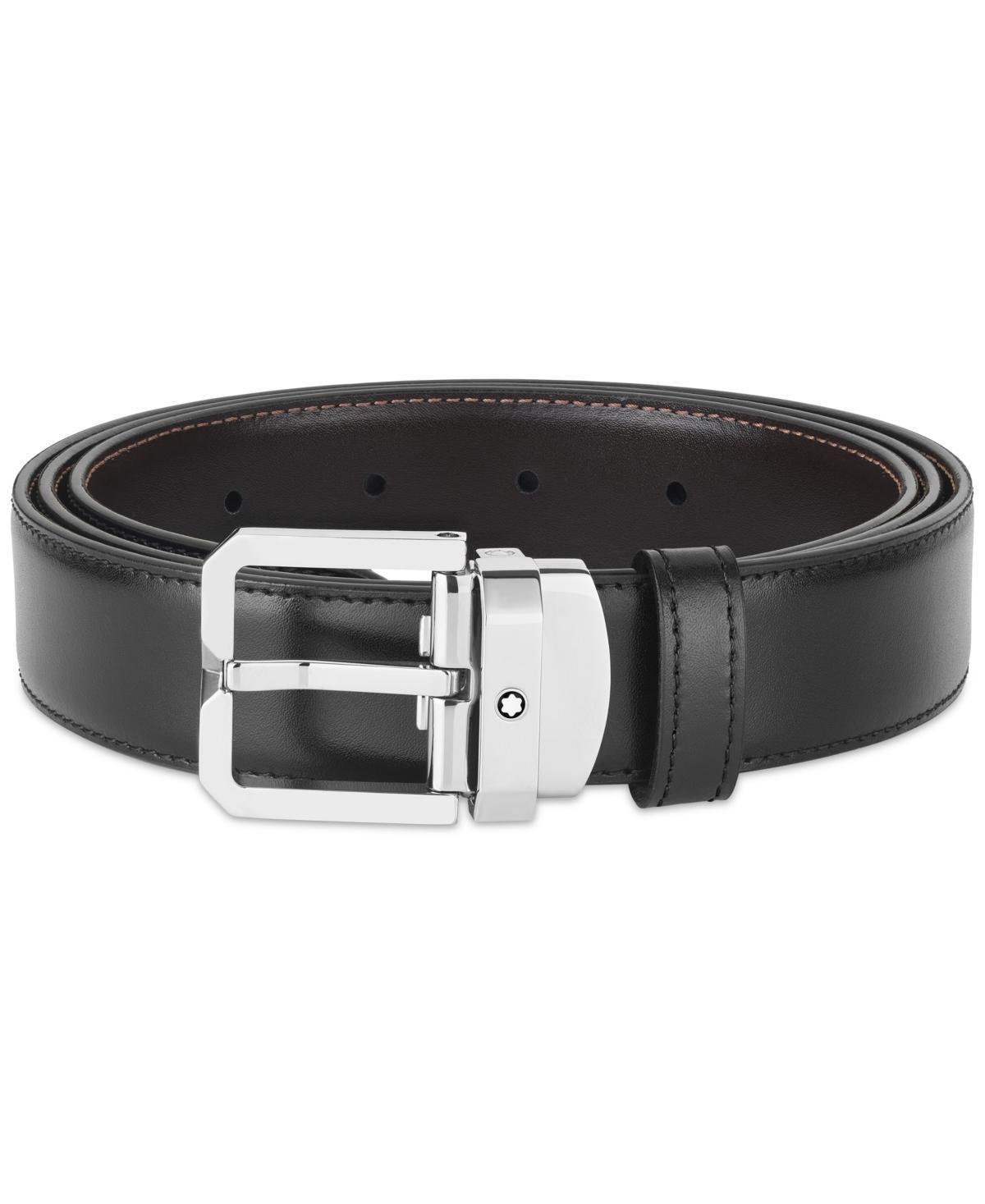 Mens Rectangle-Buckle Reversible Leather Belt Product Image