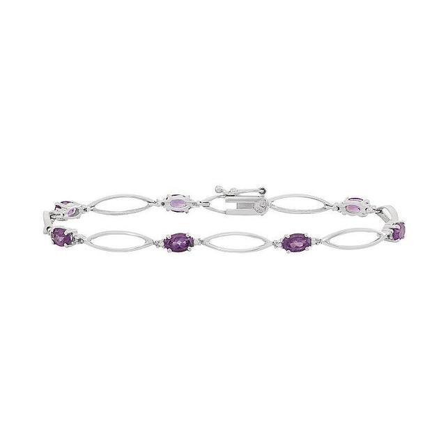 Jewelexcess Amethyst & Diamond Accent Sterling Silver Marquise Link Bracelet, Womens Purple Product Image