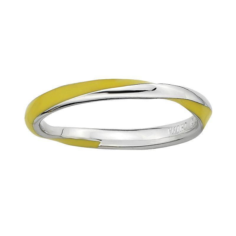 Stacks & Stones Sterling Silver Yellow Enamel Twist Stack Ring, Womens Product Image