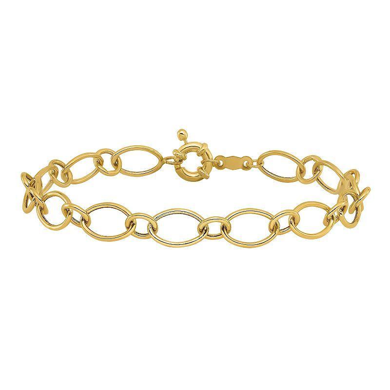 14k Gold Oval & Circle Link Bracelet, Womens Product Image