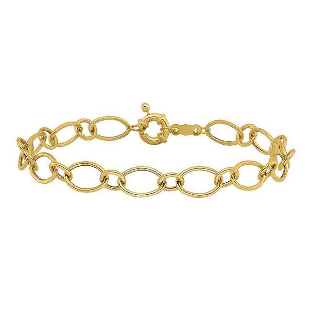 14k Gold Oval & Circle Link Bracelet, Womens Product Image