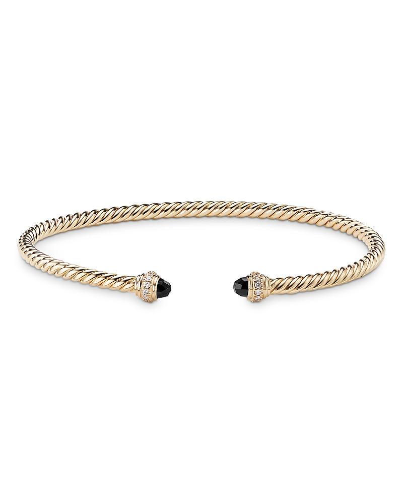 David Yurman 18K Yellow Gold Cable Spira Bracelet with Black Onyx & Diamonds Product Image