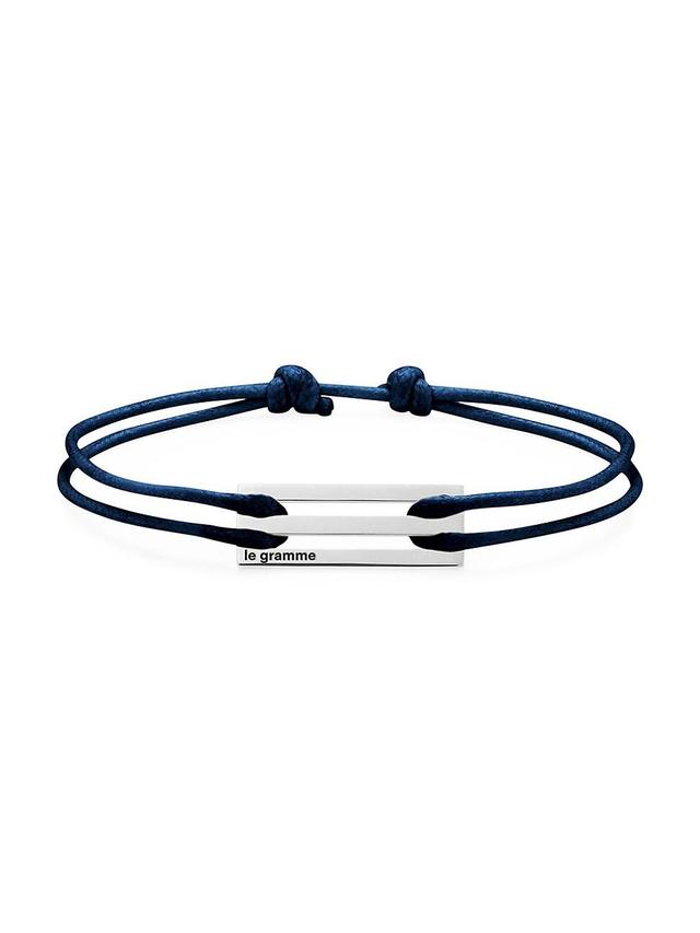 Mens Sterling Silver Navy Cord Bracelet Product Image