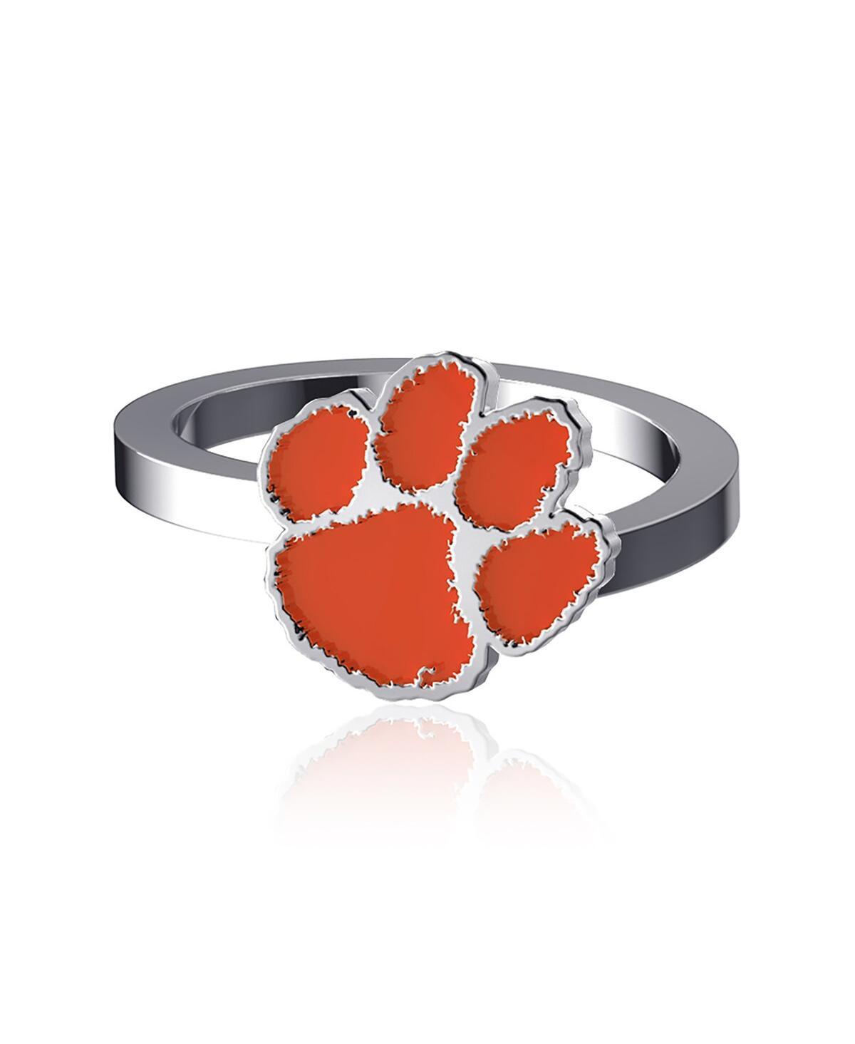 Womens Dayna Designs Clemson Tigers Bypass Enamel Silver Ring Product Image