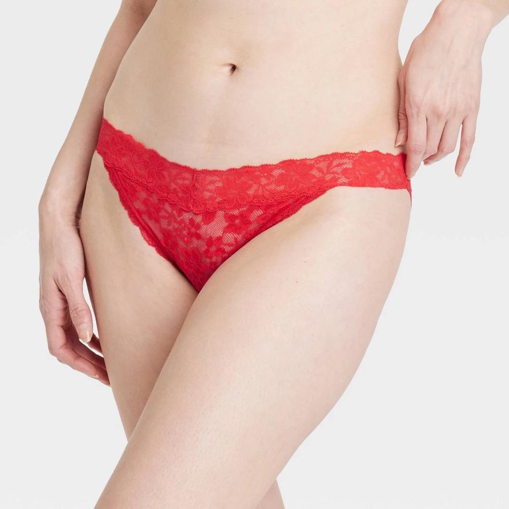 Womens Allover Lace Bikini Underwear - Auden Wowzer Red M Product Image