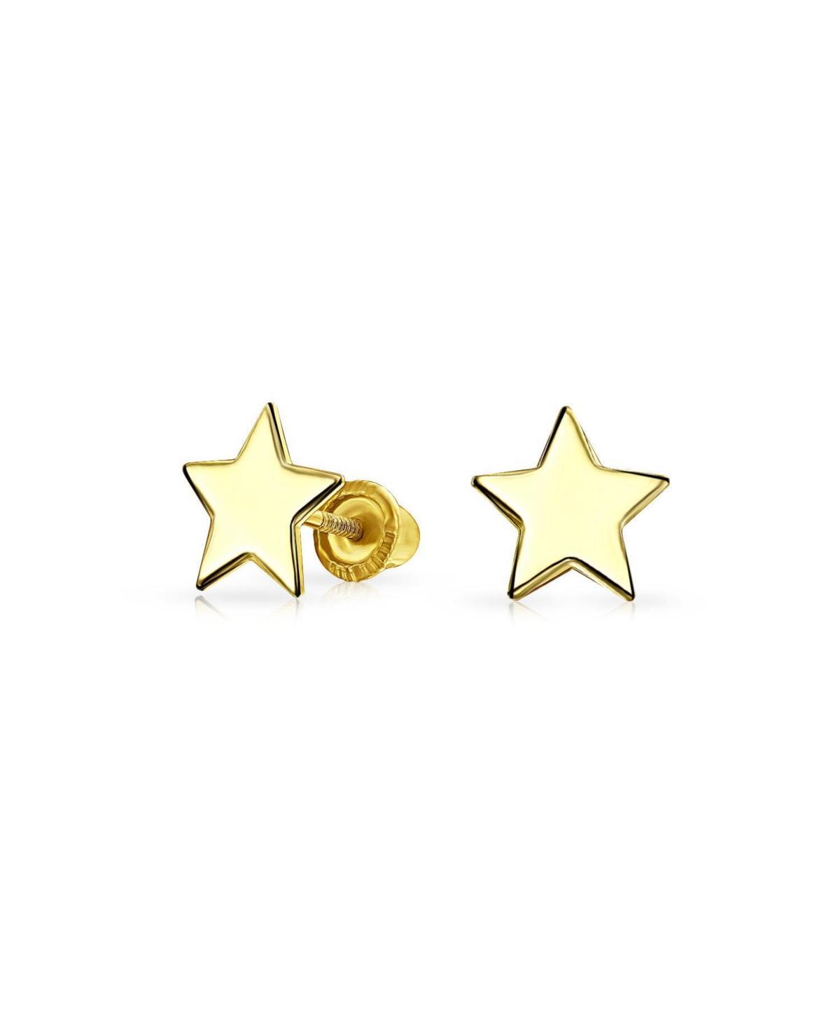 Bling Jewelry MinimalistYellow 14K Gold Screw back Alphabet Initials Solid Star Stud Earrings For Women Product Image