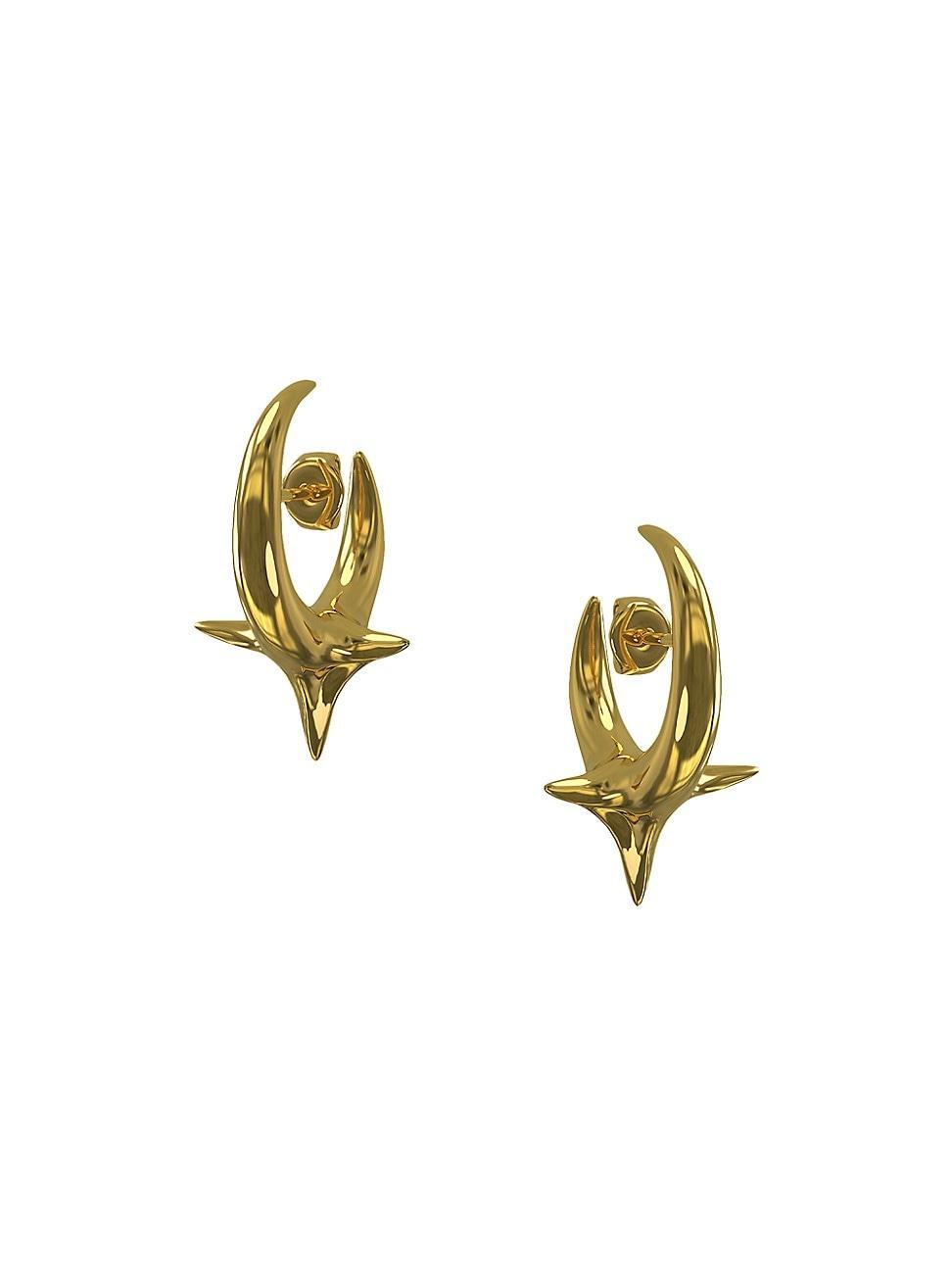 Womens 18K Gold Vermeil Spiked Hoop Earrings Product Image