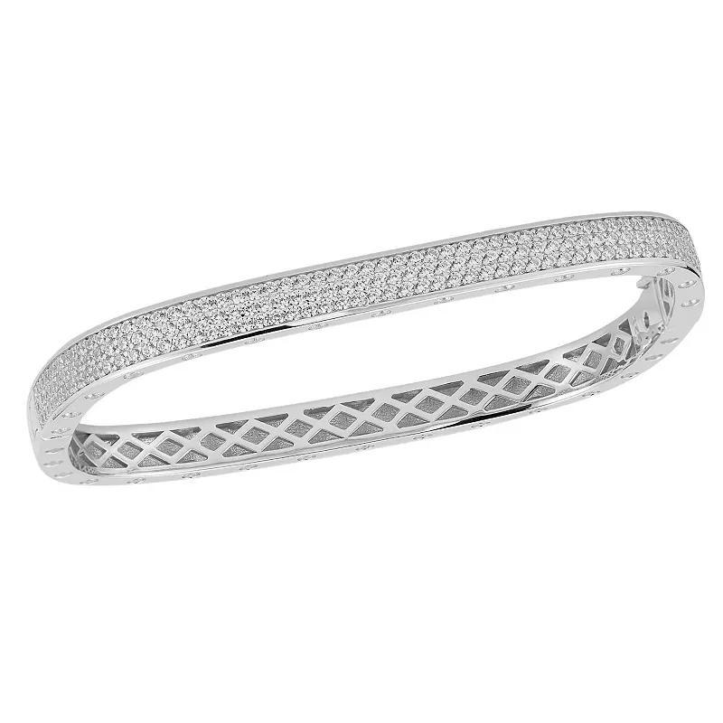 Sunkissed Sterling 14k Gold Over Silver Cubic Zirconia Pave Square Bangle Bracelet, Womens Silver Tone Product Image