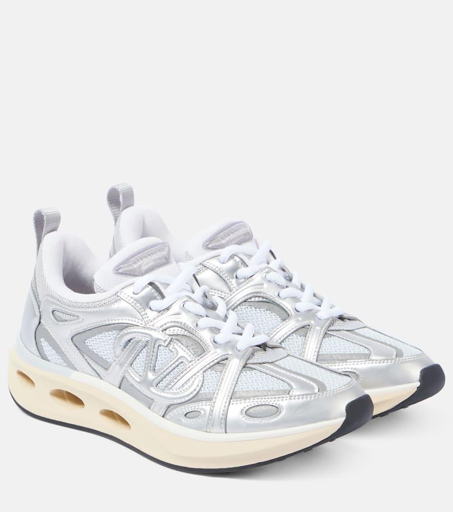 VALENTINO GARAVANI Vlogo Easy Jog Metallic Sneakers In Argento/sky Sorbet/bianco Product Image