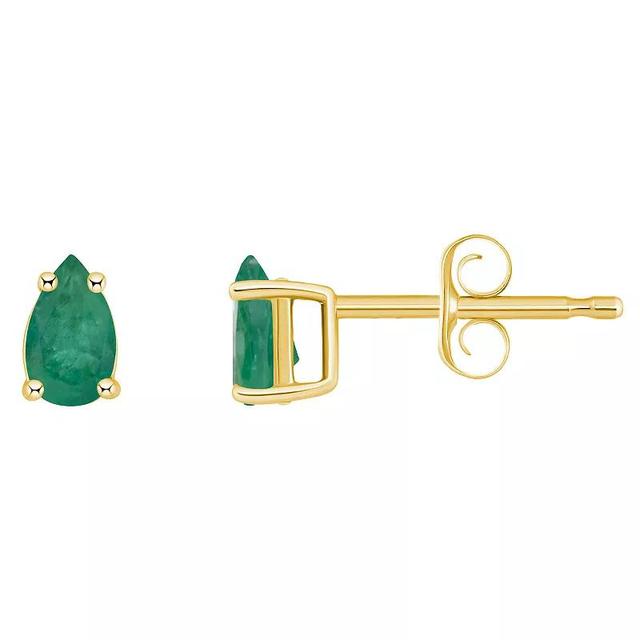 14k Gold Pear Shape Birthstone Stud Earrings, Womens, Green May Product Image