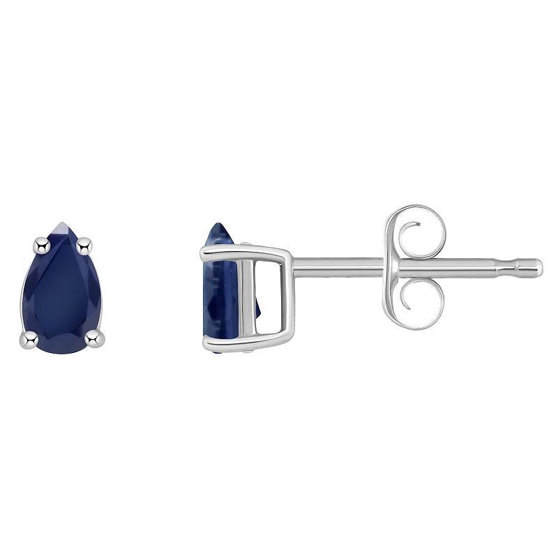 14k White Gold Pear Shape Birthstone Stud Earrings, Womens, Blue Sep Product Image