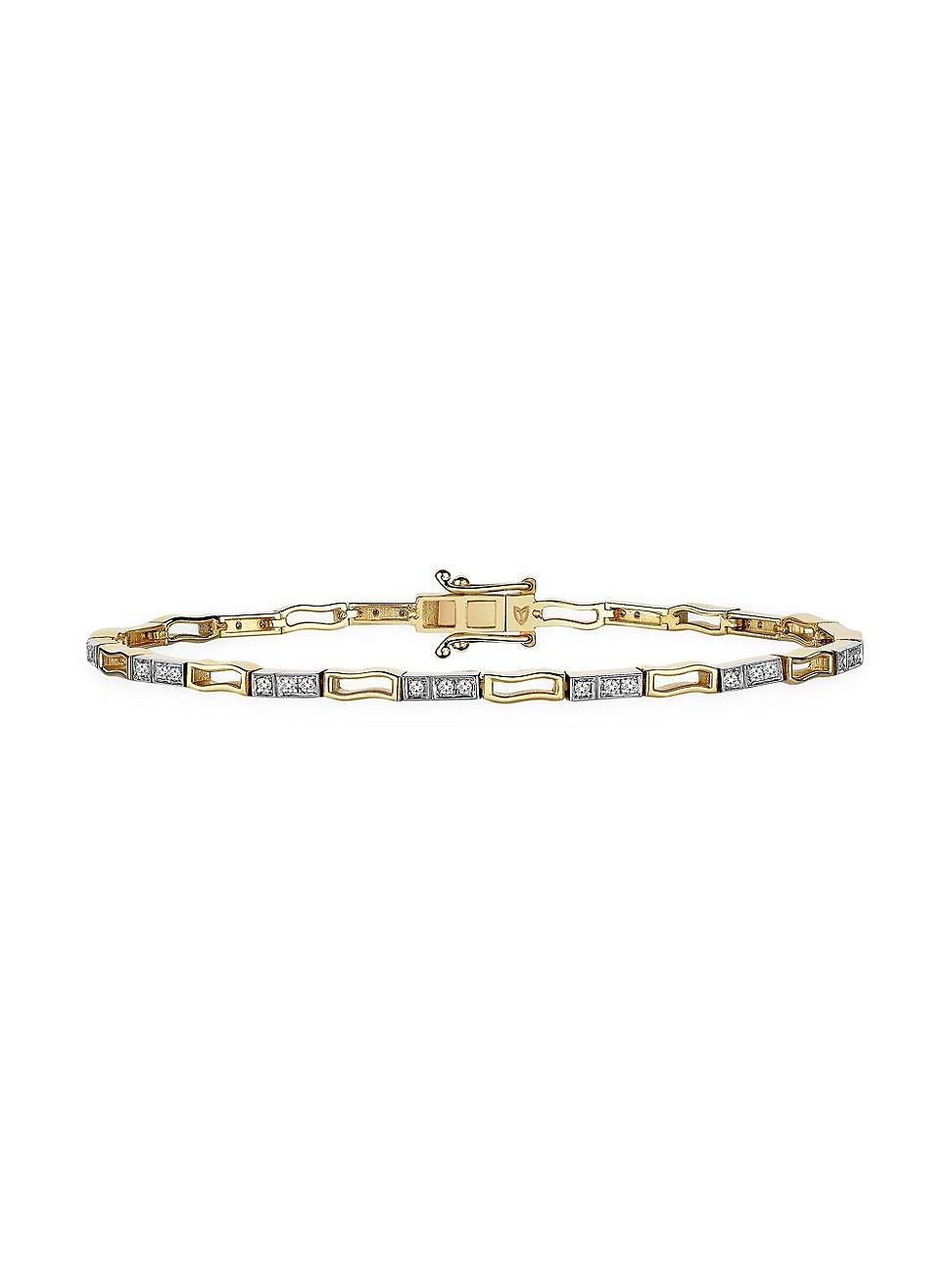 Womens Monoglam Two-Tone 14K Gold & 0.27 TCW Diamond Bracelet Product Image