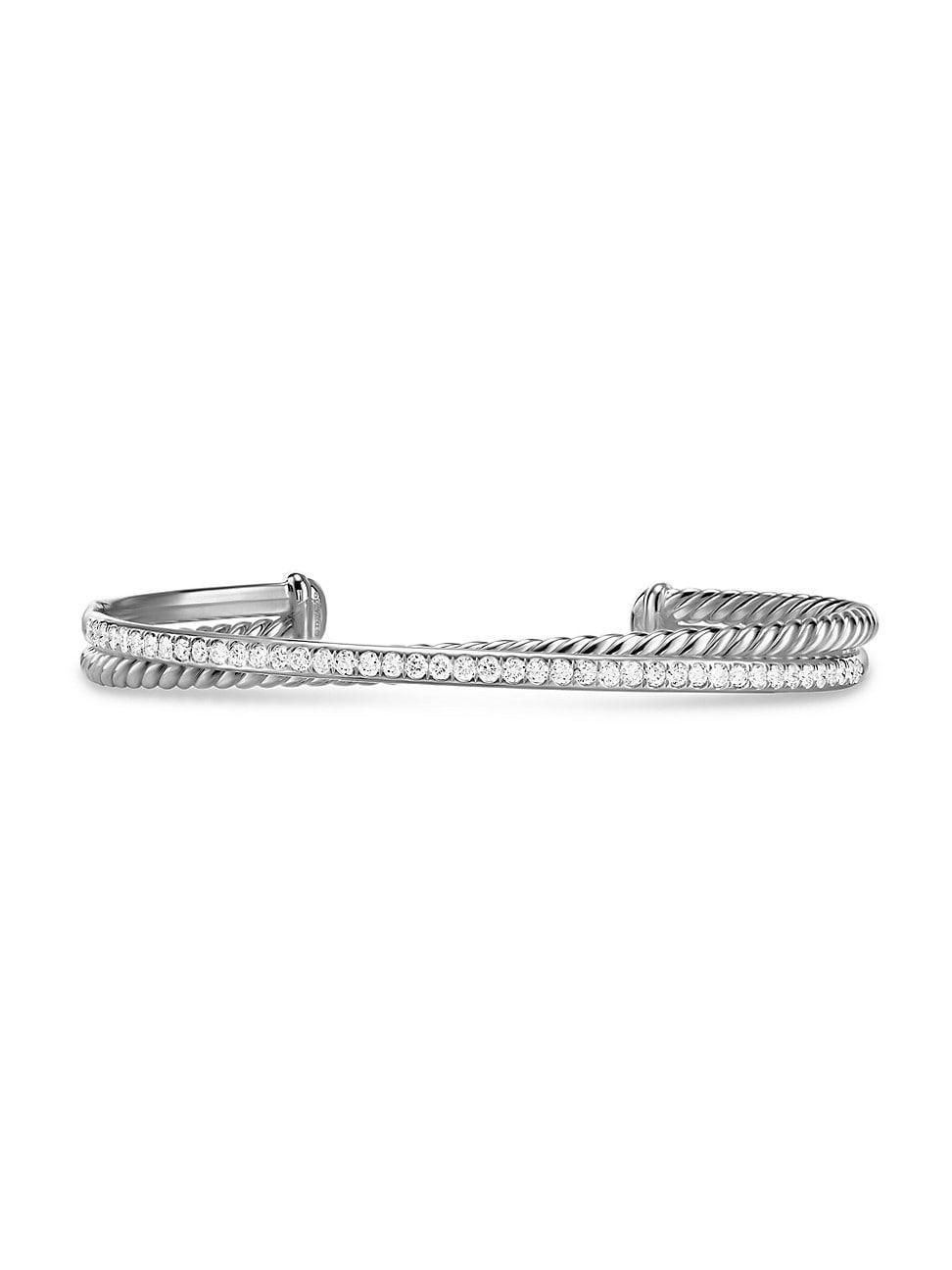 Womens Crossover Two Row Bracelet in Sterling Silver Product Image