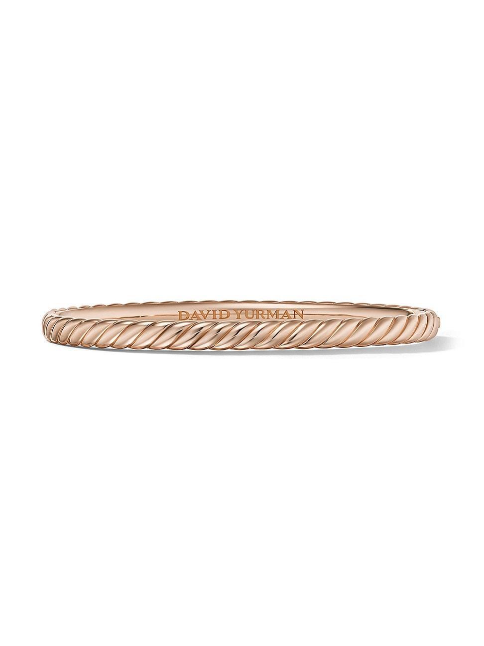 Womens Sculpted Cable Bangle Bracelet in 18K Rose Gold, 4.6mm Product Image