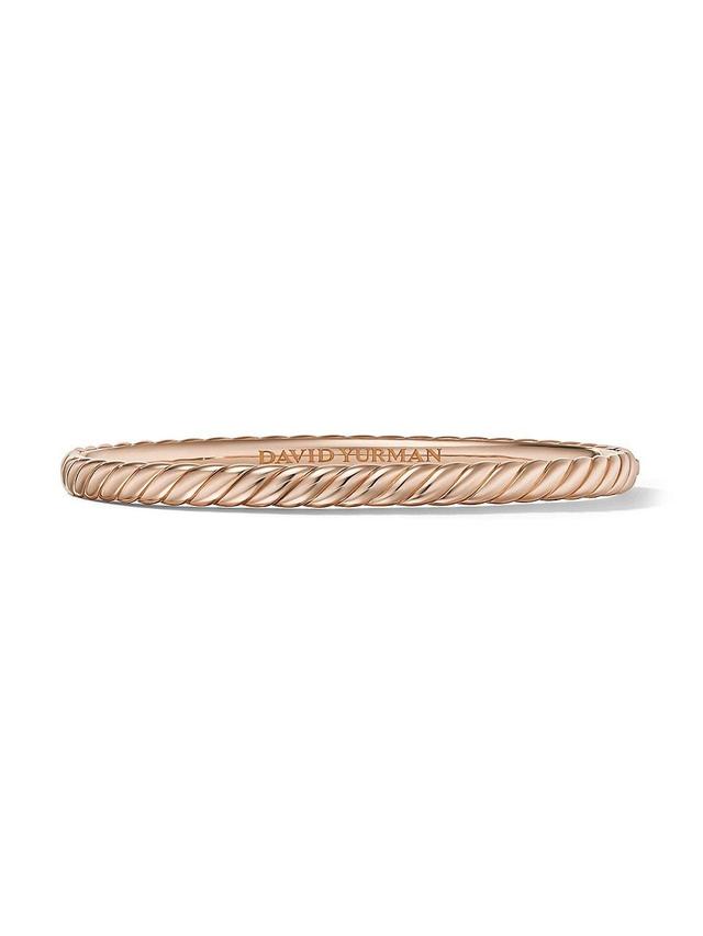 Womens Sculpted Cable Bangle Bracelet in 18K Rose Gold, 4.6mm Product Image