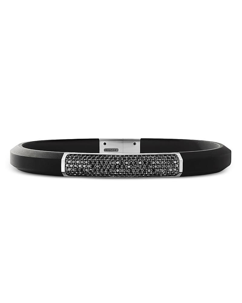 Mens Streamline ID Rubber Bracelet with Diamonds and Silver, 8mm Product Image