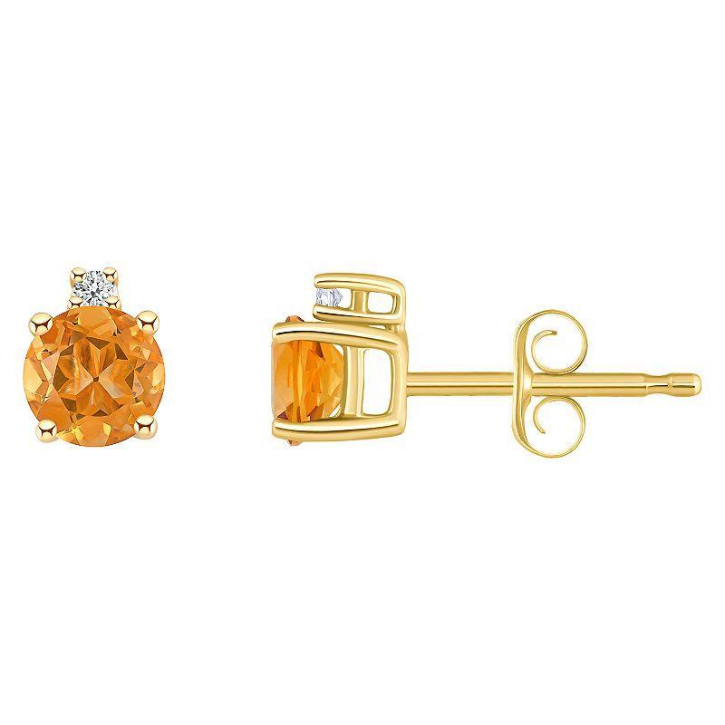 Citrine (1/2 ct. t.w.) and Diamond Accent Stud Earrings in 14K Yellow Gold Product Image