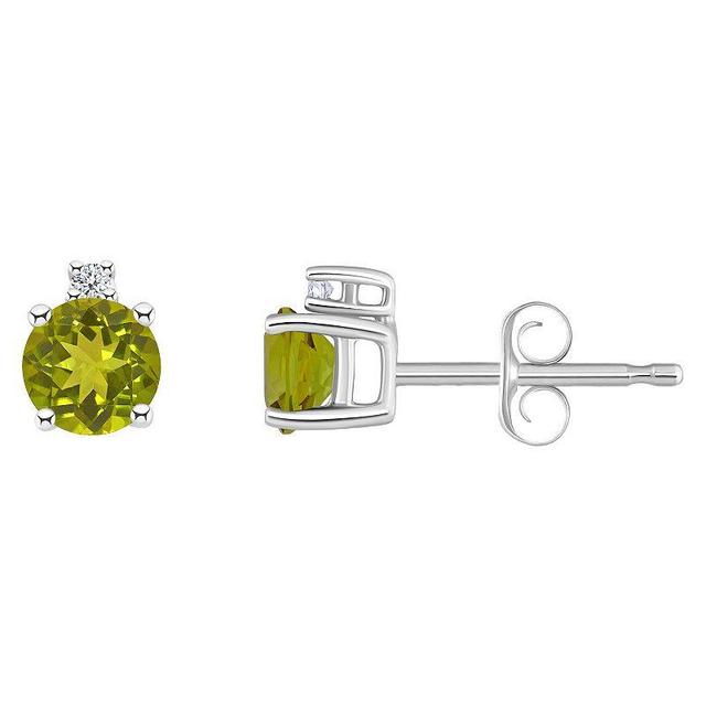 Peridot (5/8 ct. t.w.) and Diamond Accent Stud Earrings in 14K Yellow Gold Product Image