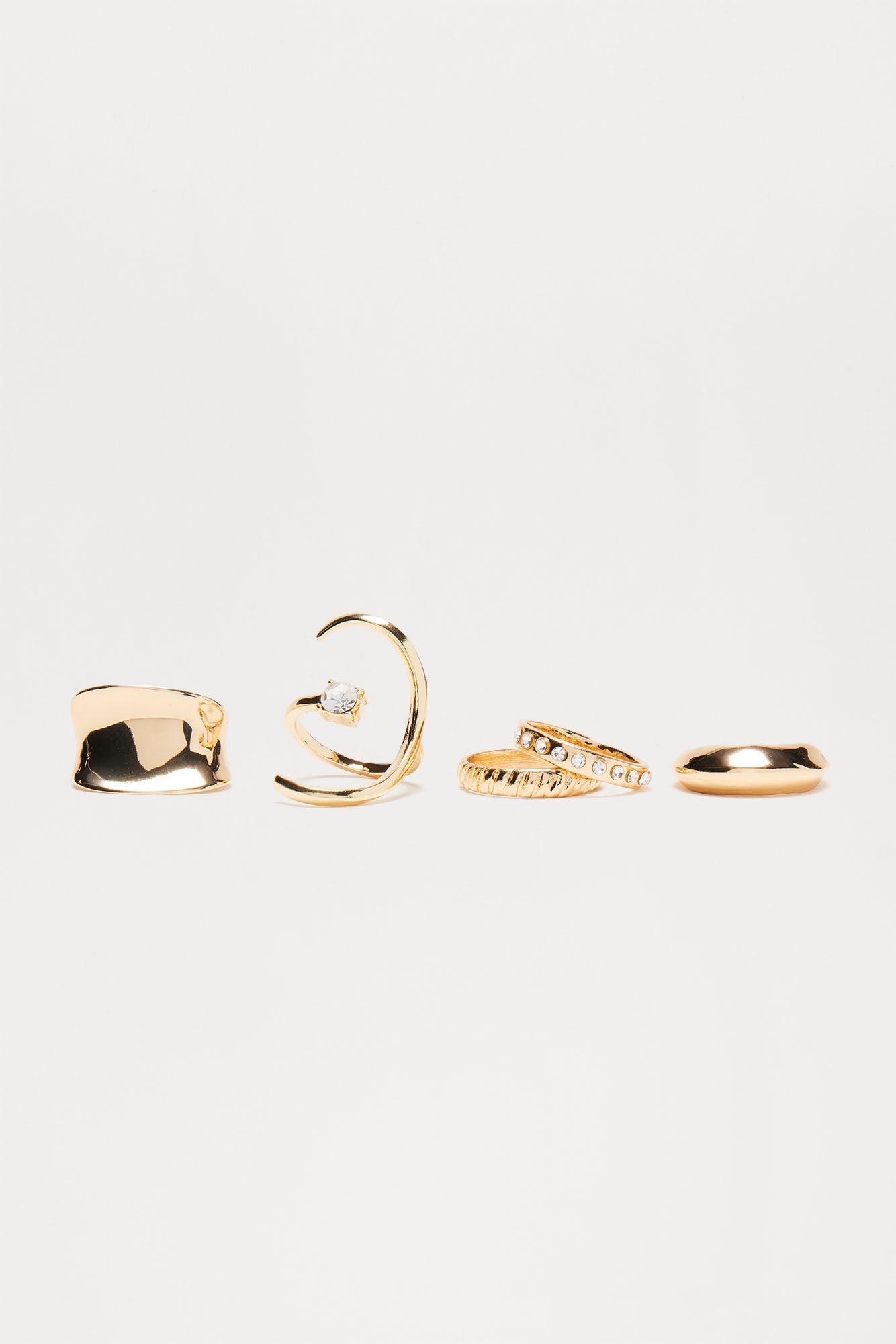 Crescent Moon 5 Piece Ring Set - Gold Product Image