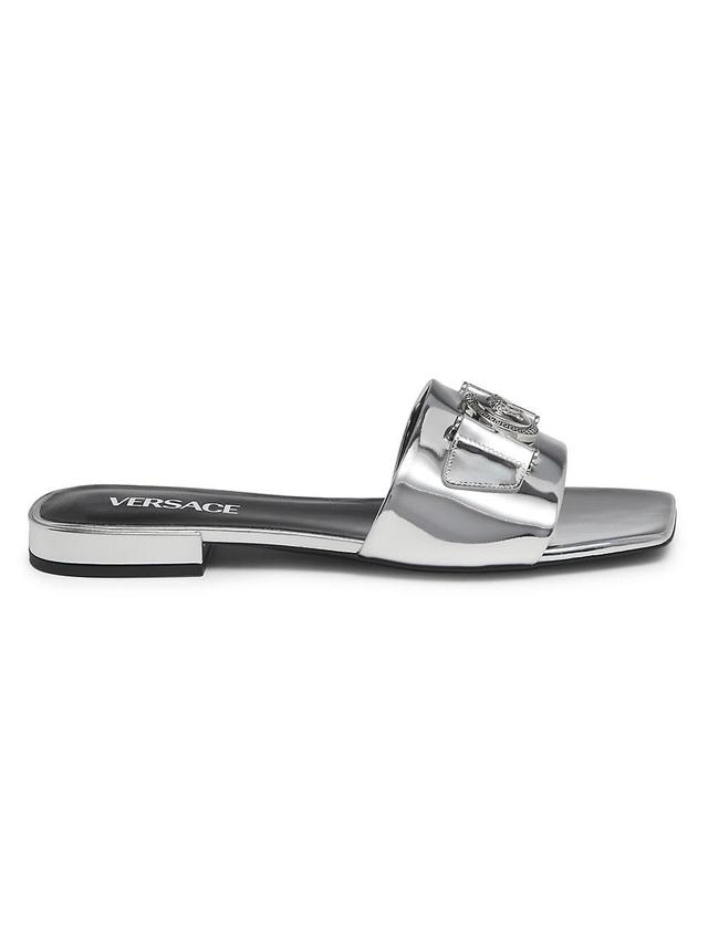 Versace Womens Medusa Medallion Flat Slide Sandals Product Image