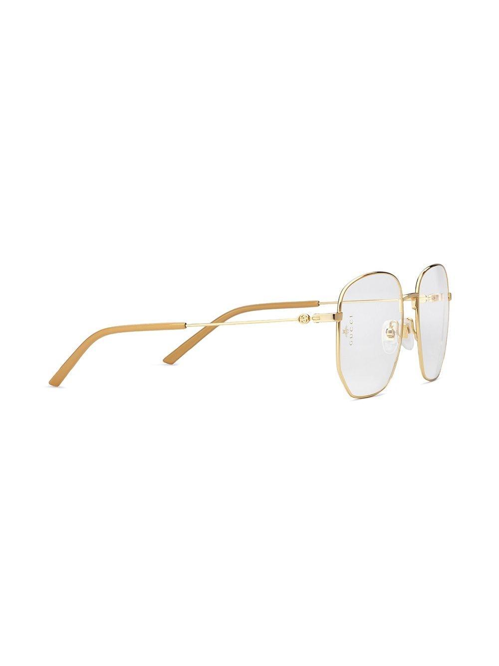 Gold Tone Rectangular Frame Metal Glasses In Metallic Product Image