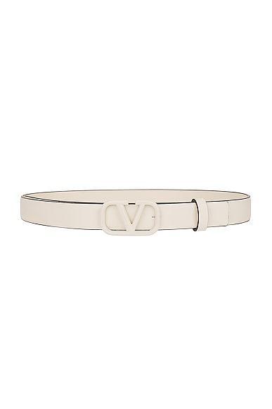 Valentino Garavani V Logo Signature Belt Ivory. (also in 65, 70, 75, 85, 90, 95). Product Image