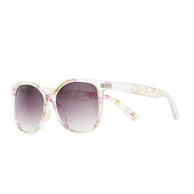 Womens LC Lauren Conrad 58mm Round Cat Eye Floral Sunglasses, Floral Grey Lens Product Image